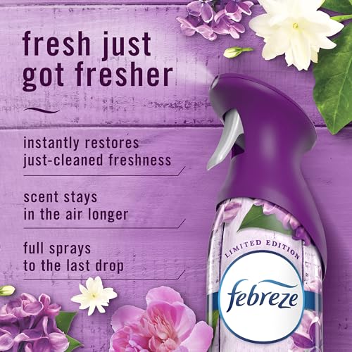 Image of Febreze Air Mist, Air Freshener Spray, Odor Fighting Room Spray, Deodorizer for Home Bathroom Kitchen Office Apartment Dorm Room Classroom, Lilac Sunrise Scent, 8.1oz (Pack of 3)