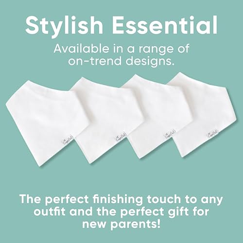 Miniatura 99 de Copper Pearl Paquete de 4 baberos de algodón suave para babeo y dentición, baberos absorbentes para bebés niñas y niños, ajustables para adaptarse a