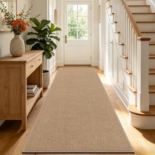 Image of Enyhom Hallway Runner Rug 80 X 200cm, Long Entryway Runner Doormat Absorbent, Washable Hall Runners Non Slip Kitchen Carpet Runners for Bathroom Entrance Bedroom Stair, Brown