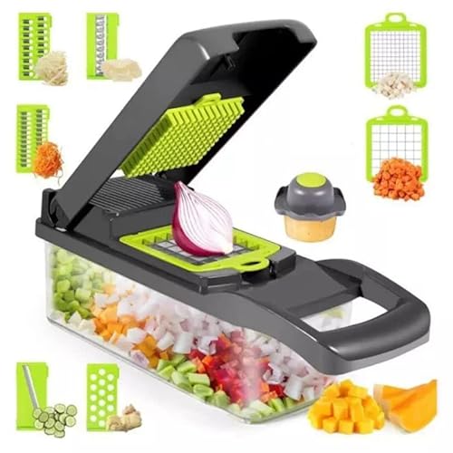 LEKAL Vegetable Chopper, Pro Onion Chopper, Multifunctional 13 in 1 Food Chopper, Kitchen Vegetable Slicer Dicer Cutter,Veggie Chopper With 8 Blades,Carrot and Garlic Chopper With Container