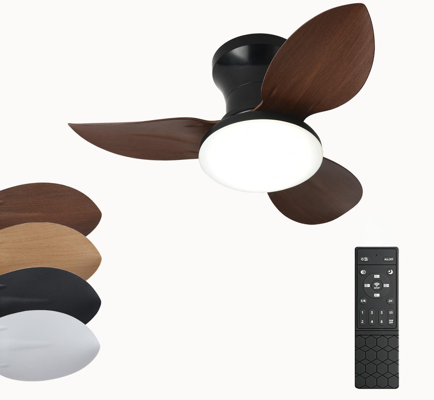 Ventilateur de plafond plafonnier LED télécommande pour petite chambre et salon