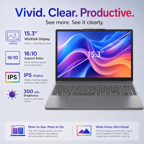 Image of Lenovo IdeaPad Slim 3 Laptop for Work and School, AMD Ryzen 7 7735HS, 15.3 inch WUXGA IPS Display, 16GB DDR5 RAM, 512GB SSD, Radeon 680M Graphics, SD Card Reader, Wi-Fi 6, Windows 11 Pro, no Mouse