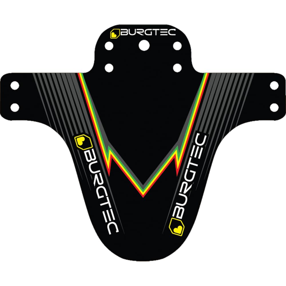 Burgtec Moto Front Mountain Bike Mudguard - Rasta/MTB Mud Fender Shield Guard Face Bicycle Cycling Cycle Biking Board Muck Rain Water Puddle Wet Weather Trail Riding Downhill Accessories