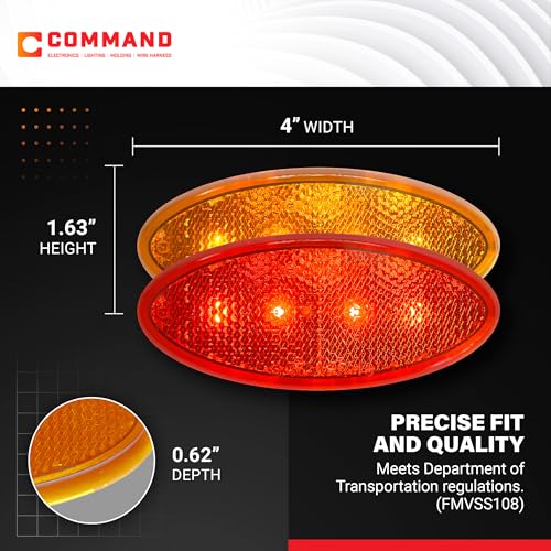 Command Electronics OEM 12V LED RV & Trailer Oval Clearance Light with Built-in Reflex - Made in USA - Surface Mount for Easy Installation - Hardware & Connectors Included | Amber & Red (14 Pack) by Command Electronics - Image 4