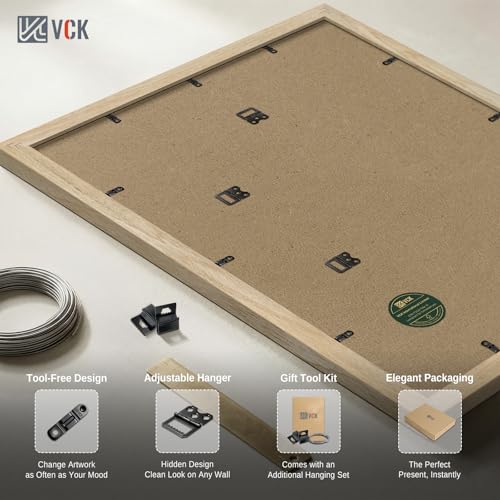 Image of VCK 18x24 Poster Frame 5 Pack, Natural Wood, 16x20 Mat, for Gallery Wall