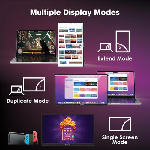 Image of Kado 15.6-Inch 75Hz Portable Monitor, FHD 1080p USB-C mini-HDMI IPS Display | 45W Reverse Charging Gaming Monitor Built-in Speakers, Second Display Kickstand for Laptop PC Phone Mac Xbox PS4 /PS5 Switch