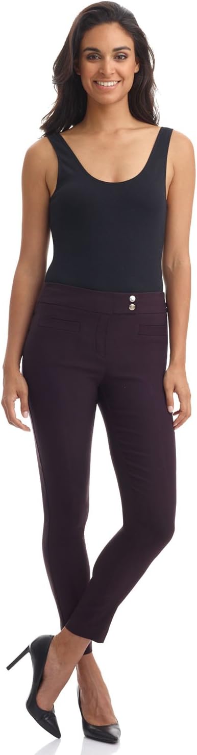 Rekucci Women's Ease into Comfort Slim Ankle Pant with Snaps