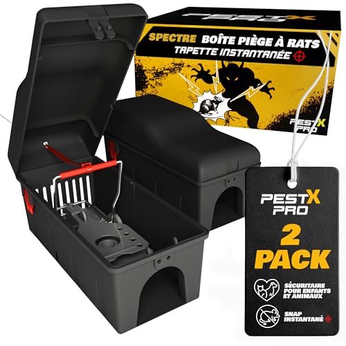 Pest X Pro Spectre Boîte à Piège à Rats Professionnelle – Lot de 2, Sécurisée pour Enfants & Animaux, Station Robuste pour Rongeurs, Réutilisable &...