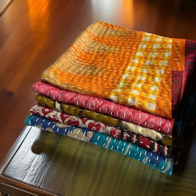 Servilletas de algodón Kantha hechas a mano, 10 unidades miniatura 3