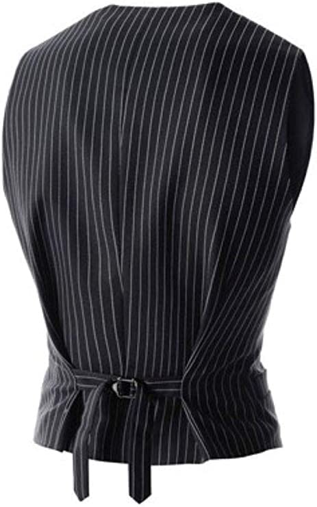 GATMSTZ Men Formal Pinstripe 5 Buttons Suit Vest Slim Fit V-neck Groom Waistcoat3