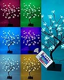 Lightshare 18 Inch Cherry Blossom Bonsai Tree, 48 LED Lights, RGB with Remote Control, 16 Color-Changing Modes, 24V UL Listed Adapter Included, Metal Base Ideal As Night Lights