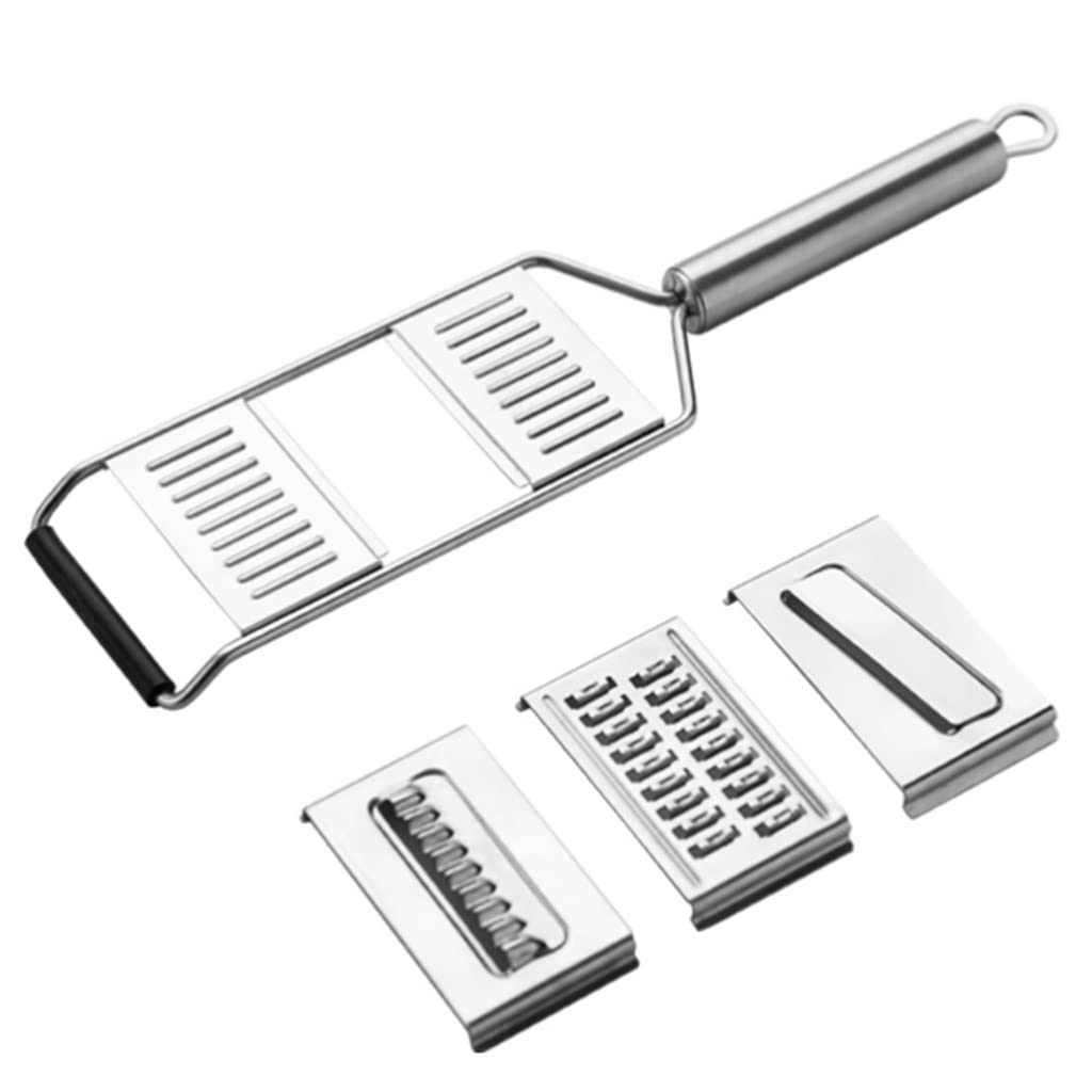 Rallador Rallador de Queso Multifuncional 3in1 Alimentos for el hogar Gráter Simple Operación de Queso Shreds Handheld Raller Fruit Fruit Vegetal Uso doméstico (Color : Silver)