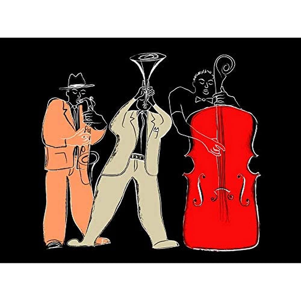 Wee Blue Coo Musicians Jazz Modern Illustration Unframed Art Print Poster Wall Decor 12x16 inch