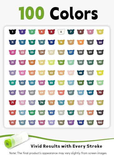 Image of 100 Colors Acrylic Paint Markers with App Dual Brush and Fine Tip Paint Pen