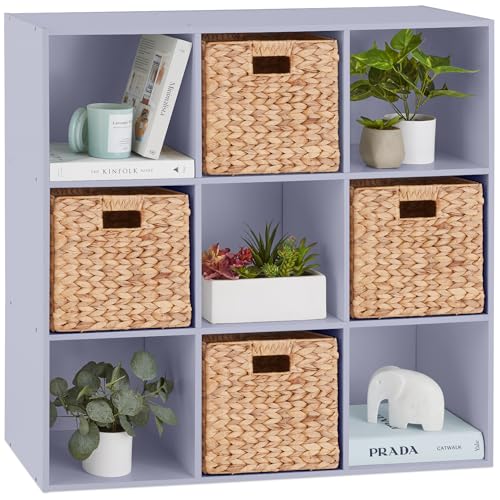 Image of Best Choice Products Kids Bookcase 9-Cube Storage Organizer, 11in Shelf Opening, Bookshelf, Toy Storage, Customizable w/ 3 Removable Back Panels – Lavender