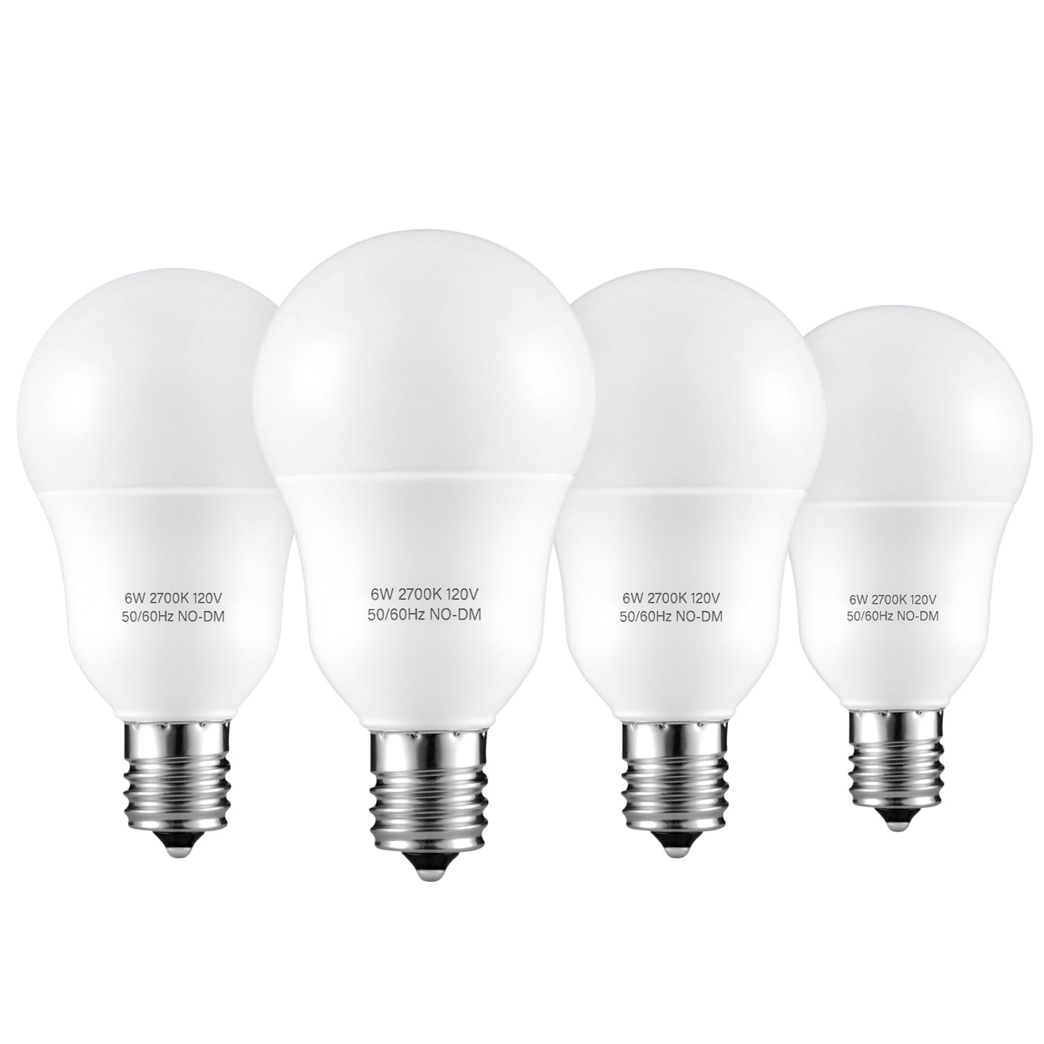 KEIVO E17 Intermediate Base LED Light Bulbs, 6W(60 Watt Equivalent), Warm White 2700K, 600lm, G14 LED Bulb for Ceiling Fan, Non-Dimmable, Pack of 4