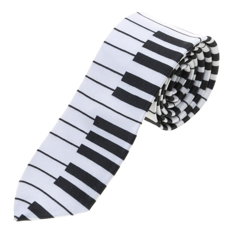 LANCHEN Cravate de Clavier de Piano Noir et Blanc pour Hommes Cravate de Musique Classique Mince et...