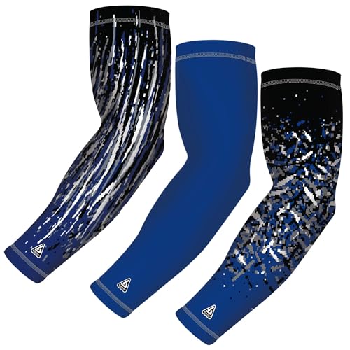 B-Driven Sports Compression Arm Sleeves | UV Arm Sleeves for Men Women & Youth | Sports Sun Protection Circulation | 3 Count