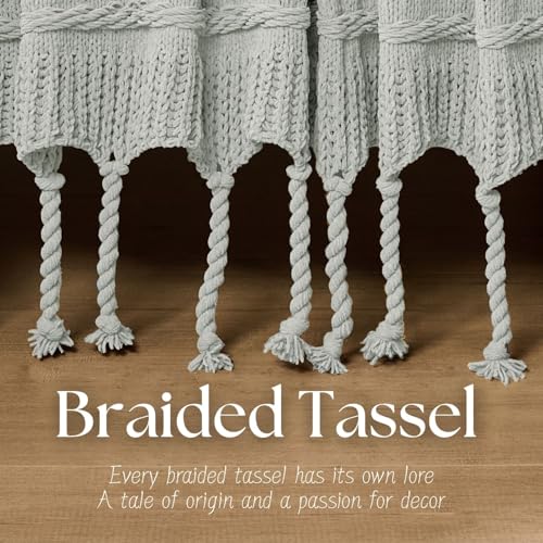 Boho Knitted Chenille Blanket with Tassels - Lightweight & Soft All-Season Throw - 3D Classic Pattern for Living Room Bedroom Couch, Silver Sage, Throw 50"x60" by DOWN HOME - Used condition - Image 5