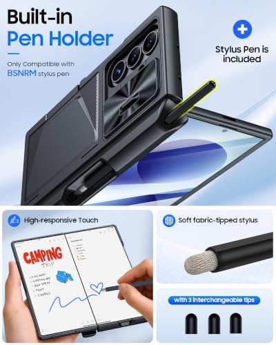 Image of for Samsung Galaxy Z Fold 8 Ultra Case Wallet, Screen Protector,S-Pen | Card Holder RFID Blocking, Slide Lens Cover, Hinge Protection, Shockproof Phone Cover for Z Fold 8 Ultra (Black)