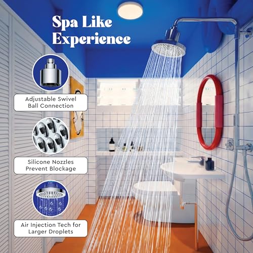 Image of babylon Shower Filter For Bathroom | Hard Water Softener For Home & Bath | 6 Inch Filtered Showerhead For Chlorine Removal | 4 Layer Filtration For Better Hair & Skin