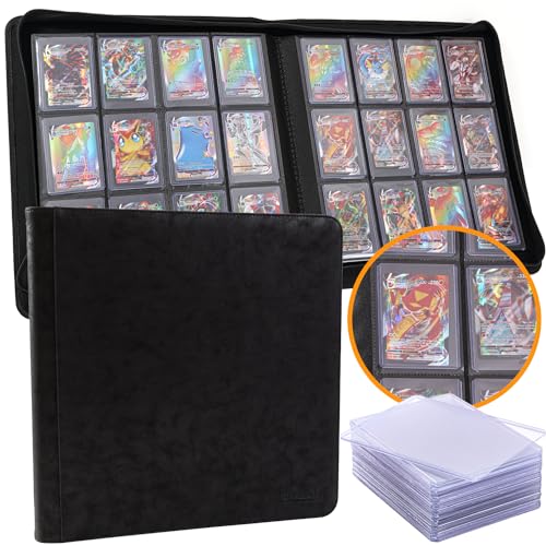 Bihalimrs Toploader Binder | Holds ??? Toploaders | 2? Toploaders INCLUDED | ??-Pocket | Ringless Double-Sided Pockets for TCG, Sports | Premium Top Loader Storage (Black)