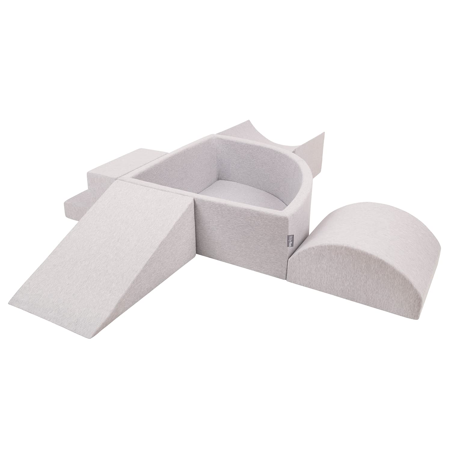 KiddyMoon Parque Infantil De Espuma con Triángulo Piscina De Bolas (300 Bolas) para Niños, Gris Claro: Blanco/Gris/Menta