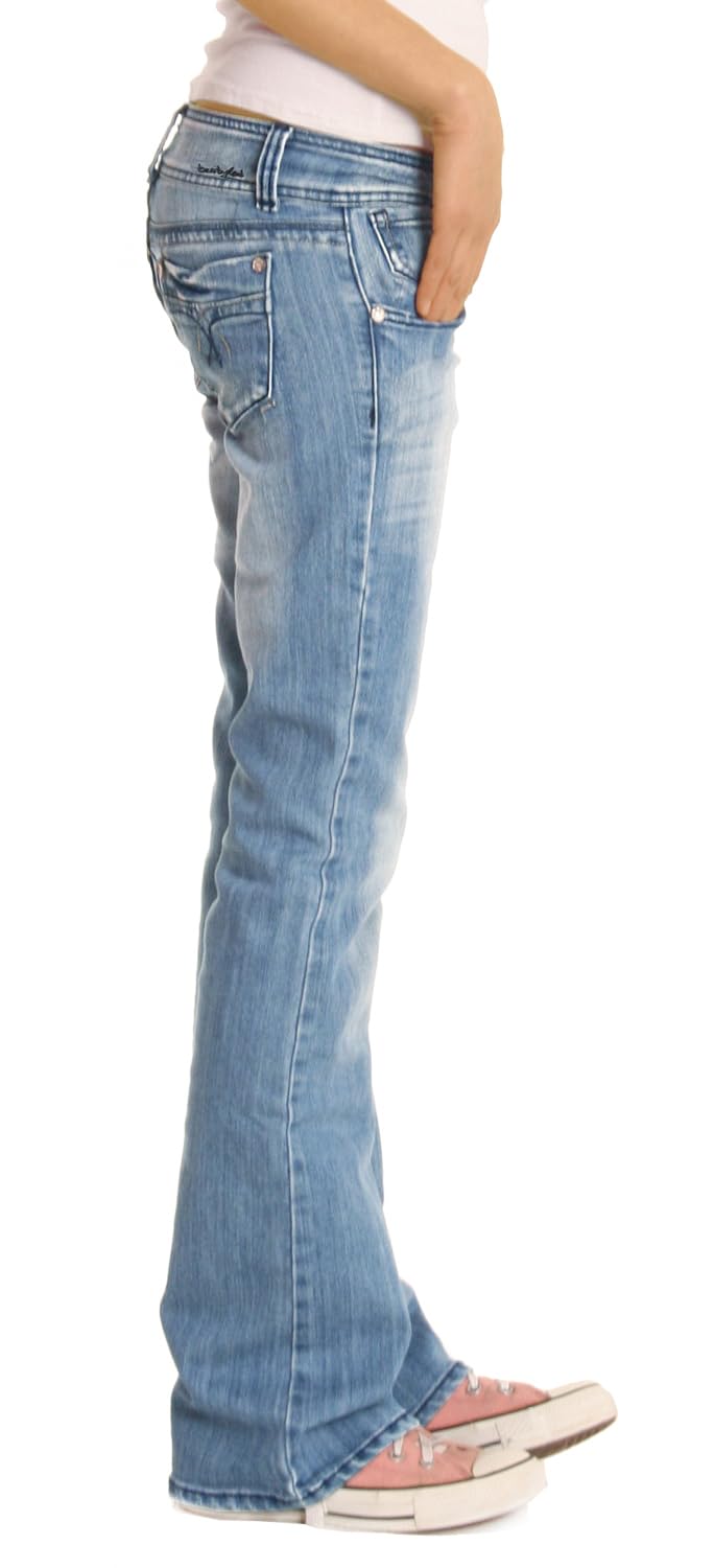 Bootcut Jeans Hose - hüftige Jeans in lockerer Loose Fit Passform - Damen - j06x