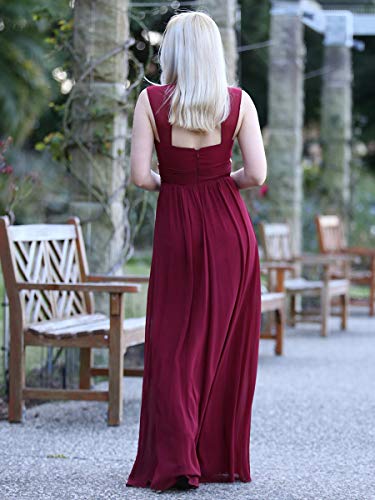 Ever-Pretty Womens Long Sleeveless V-Neck Simple Elegant Prom Dress 14 US Burgundy