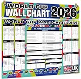 World Cup Wall Chart 2026 - World Cup Chart – Football Tournament Poster Huge A1 Size With Fixtures, UK Kick Off Times, TV Channels, Stadiums & Match Schedule Folded to A4 Multicoloured