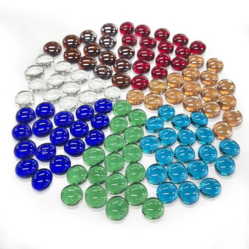 Hhverse Bunte Glassteine Muggelsteine 900g (Etwa 205 Stück) 17-20mm Durchmesser Glasnuggets Dekosteine für Vasen Aquarium Garten Deko DIY-Projekte