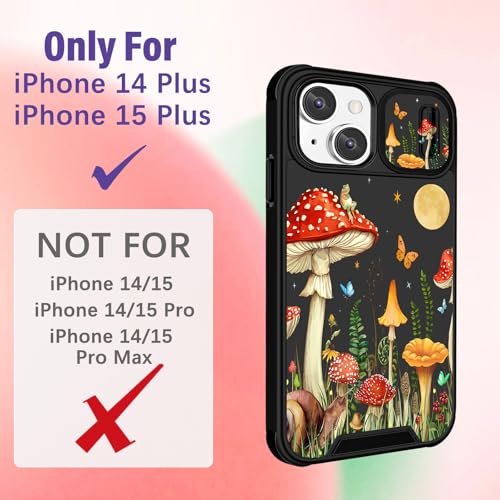 Image of Funermei for iPhone 14 /for iPhone 15 Plus Case - Women Girls Cute Phone Cover Girly Pretty Aesthetic Mushroom Plant Unique Design with Camera Cover Funda for Apple for iPhone 14 /for iPhone 15 Plus