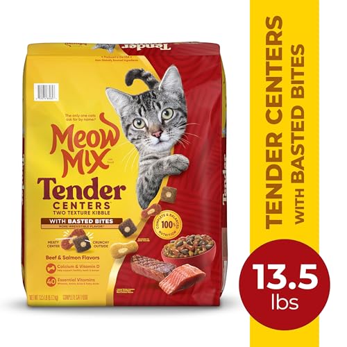 Image of Meow Mix Tender Centers Basted Bites Dry Cat Food, Beef & Salmon Flavors, 13.5 Pound Bag