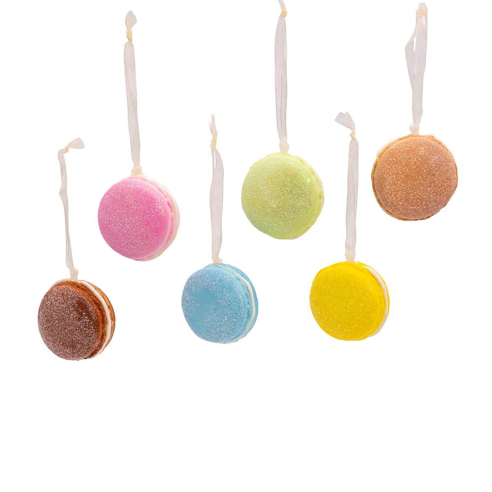 Macarons colorés Kurt Adler : lot de 6 ornements pour des fêtes douces