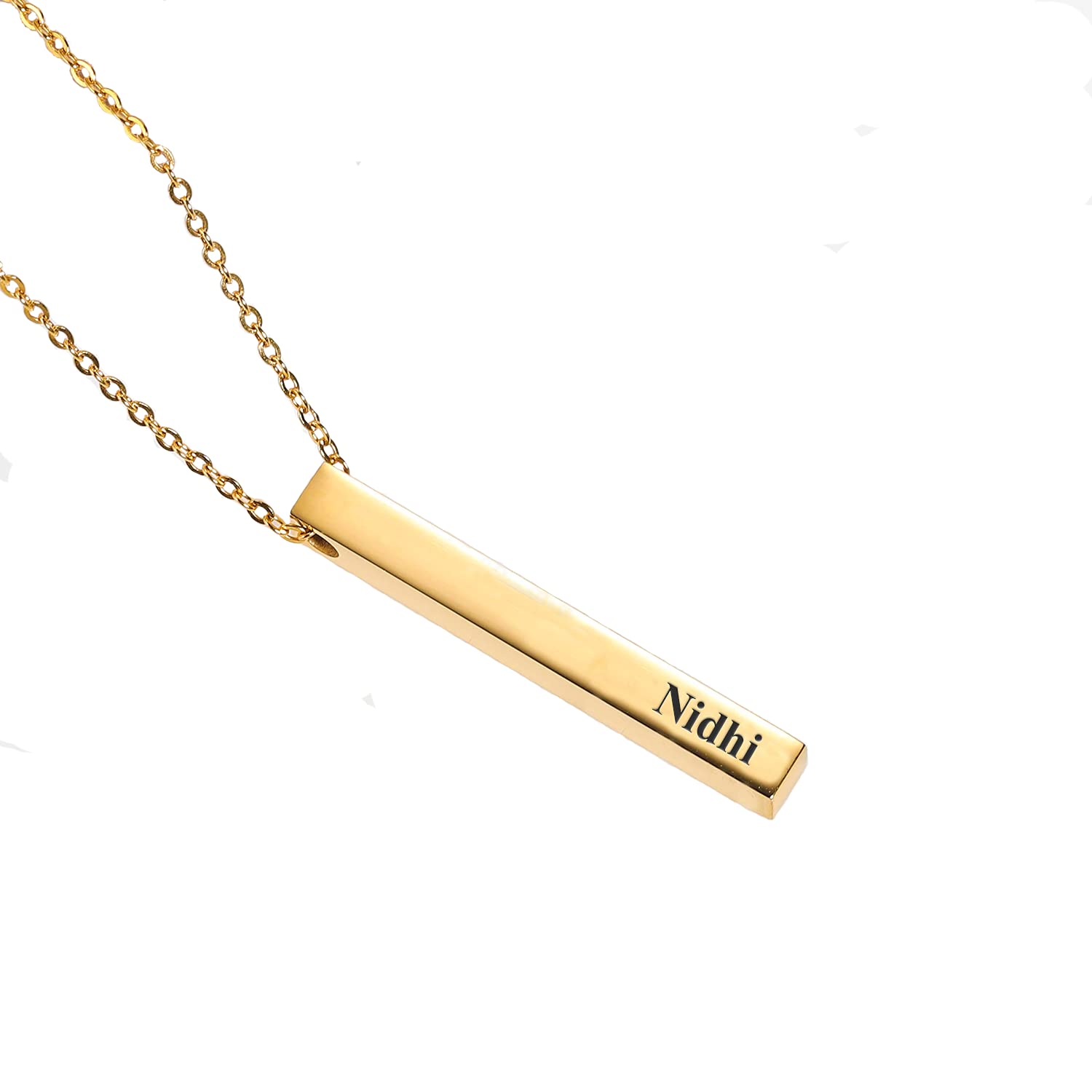 DREAMRAX Nidhi Name Necklace in Gold Polish – Cubical Bar Pendant with Engraved Name, Personalized Jewelry for Women, Anti-Tarnish, Splash Proof, Custom Gift, Minimalist & Stylish Design (B09HKQZTZK) Amazon Price History, Amazon Price Tracker