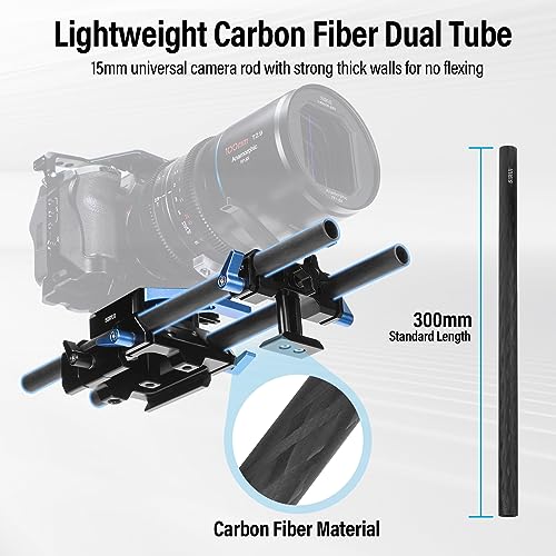 SIRUI Universal Camera 15mm Rod Rail Baseplate with Dual Carbon Fiber Rods, Y-shaped lens Bracket - Image 3