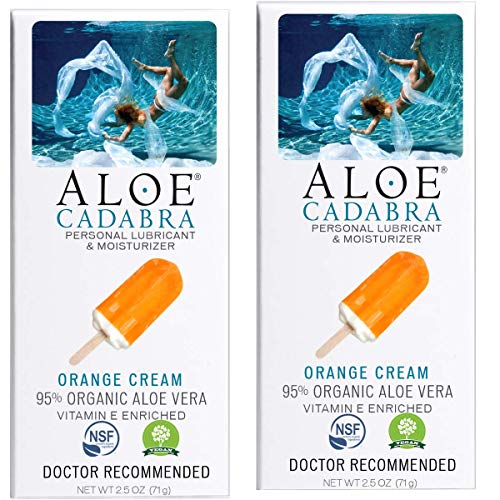 Aloe Cadabra Flavored Personal Lubricant & Moisturizer for Anal, Sex, Oral, Women, Men & Couple, 2.5 Ounce, Orange Cream (Pack of 2)