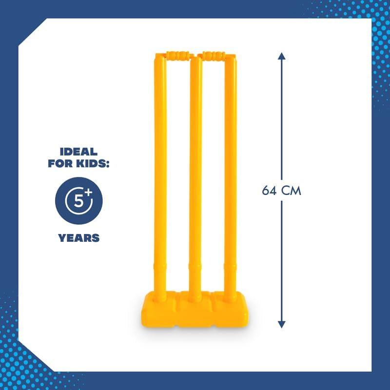 Image of AEM Cricket Set with Wooden Bat, Plastic Stumps and Tennis Ball for Kids | Cricket Kit for Kids Cricket Bat with Wicket (Size 2, Age 5-8 Year)