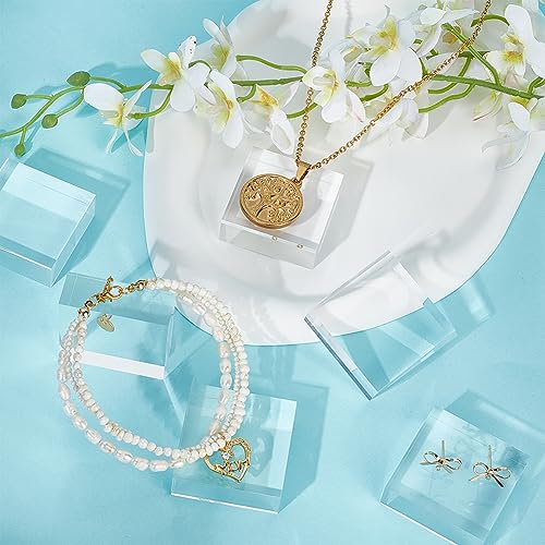 OLYCRAFT 6 Stück Transparenter Acryl Würfel 4x4x1.5cm Quadratische Acryl Display Blöcke Quadratischer Klarer Polierter Acryl Display Würfel Für Ring Schmuck Schaufenster Display Halter Basis