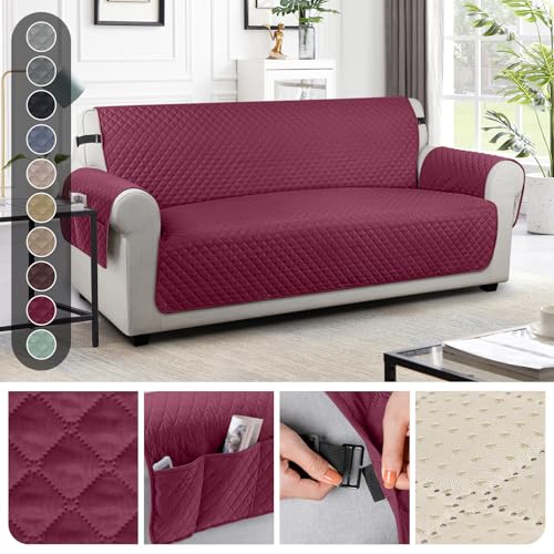 Image of TAOCOCO Sofa Covers 3 Seater, Settee Covers, Sofa Slipcovers, Pet Couch Covers, Non Slip Sofa Covers, Washable Sofa Protectors for Dogs, Red