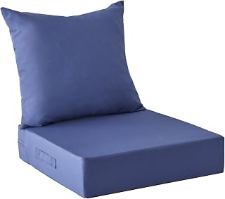 IPYNBAP Waterproof Outdoor Patio Chair Cushions Set 24x24x5.75 Inch Navy Blue - Fade Resistant Seat & Back with Removable Covers