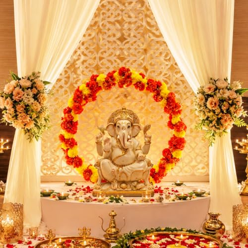 Image of SpecialYou Ganpati Decoration Setup for Home Decor with PVC Stand for Ganesh Chaturthi Decoration Setup, Ganpati Decorations Backdrop Stand, Ganesh Decorations Items for Home-9 pcs