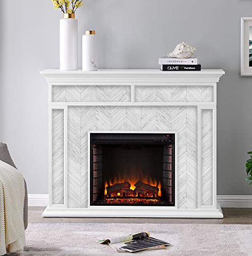 Dicofun White/Grey Herringbone Peel And Stick Backsplash, Vintage Wood Tiles Kitchen Backsplash, Pack Of 10 #TOP3