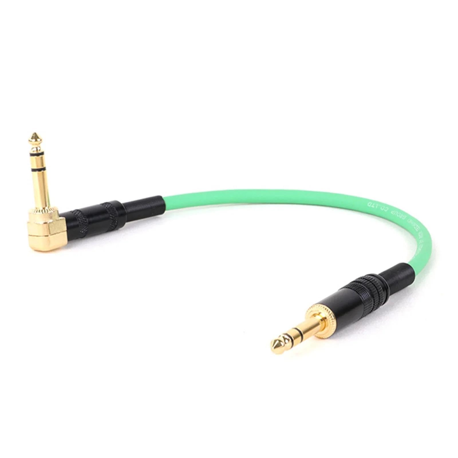 Cavo Audio Professionale Placcato in Oro 6,35 Mm Maschio-Maschio A 90 Gradi Gomito A Doppio Canale Cavo per Chitarra Stereo 1/4 per Chitarra, Green, 10m