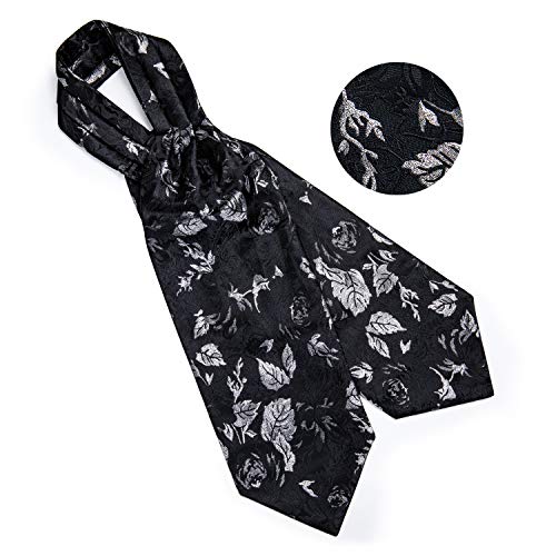 Image of DiBanGu 3PCS Ascot Ties for Men Wedding Jacquard Woven Silk Ascot Cravat for Men Cravat Tie and Pocket Square Set