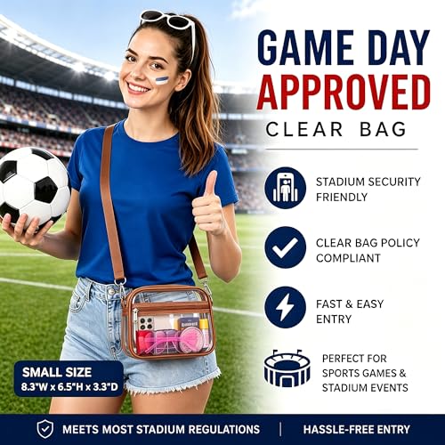 Image of Oraben Clear Bag for Stadium Events Clear Purse Stadium Bag Satchel Handbags for Sports Events Concerts Festivals | Stadium Approved