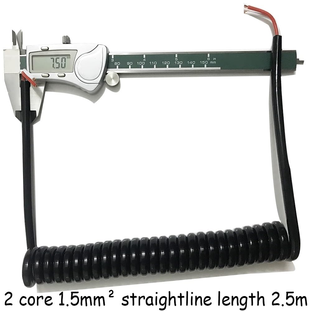 Cable de Datos Cable telefónico Cable de teléfono, Cable de alimentación Espiral CNC de 2 núcleos y 1,5 mm², 15 AWG, Negro, Estirable, telescópico, Trenzado(Stretch 2 Meter)