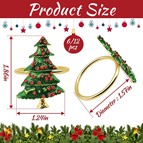 Image of Legigo Set of 12 Christmas Tree Napkin Rings Set- Metal Xmas Napkin Ring Holders for Cloth Napkins, Christmas Holiday Party Dinner Table Decoration