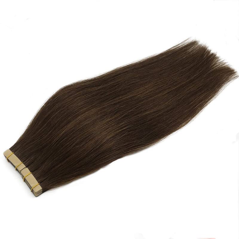 Miniatura 8 de GOO GOO Extensiones de cabello humano con cinta adhesiva, color marrón chocolate 4A, 14 pulgadas, 50g (1.76 onzas), 20 piezas, trama cutánea sin