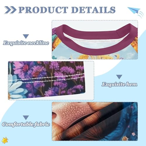 Boy Swimsuit Cartoon Cow Scarf Flower Sunscreen T-Shirts Swimwear Sets UPF 50+3